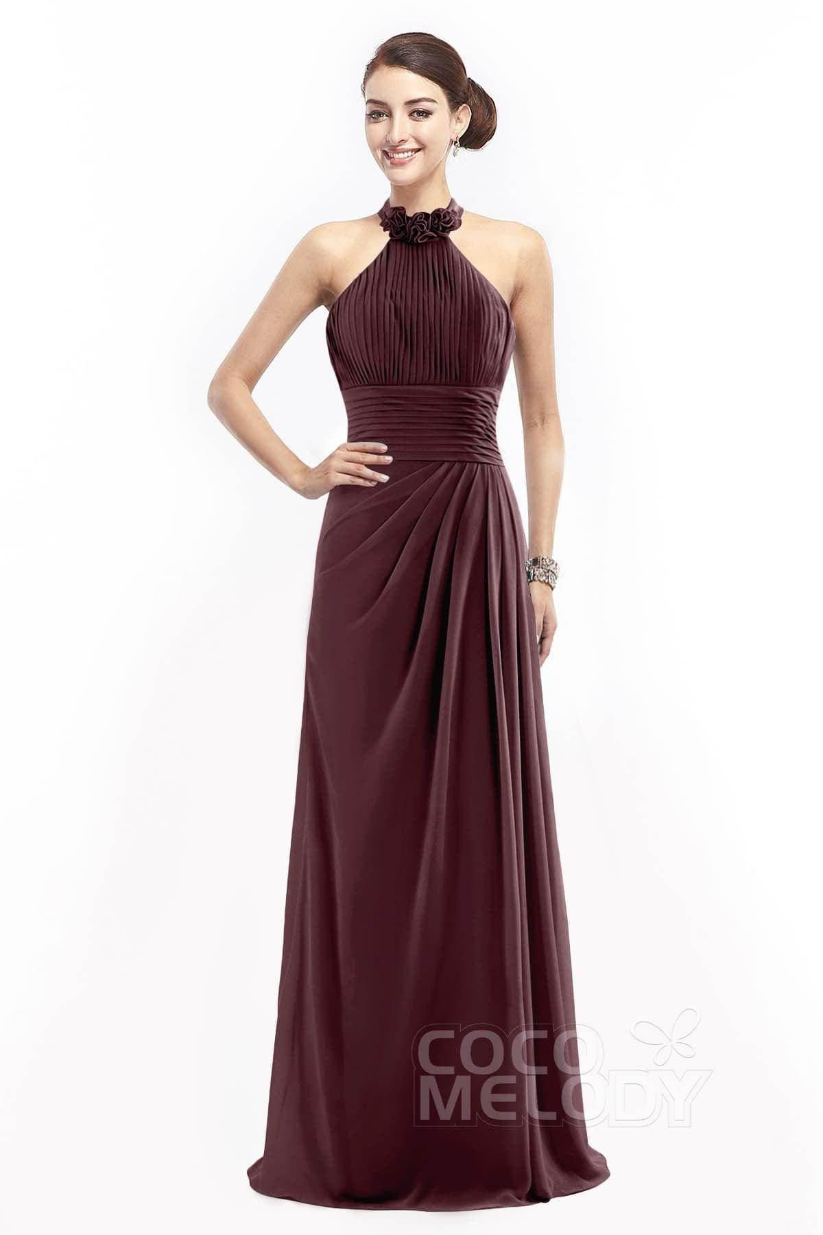 Sheath Floor Length Chiffon Bridesmaid Dress COZF14020 - COCOMELODY